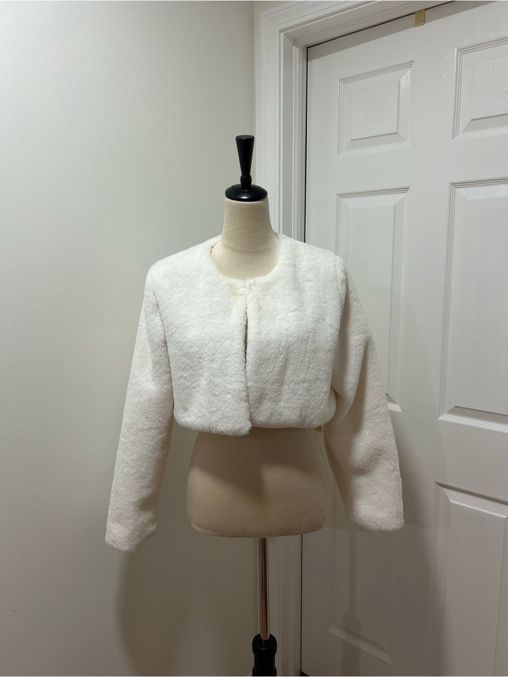 Windsor Ivory Cropped Teddy Faux Fur Jacket